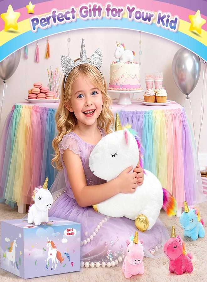 KIZZYEA Toys for Girls Ages 0 1 2 3 4 5 6 7 8+ Years, Unicorn Plush Toys Set, Soft Unicorn Mommy Stuffed Animal with 4 Baby Unicorns in Her Tummy, Birthday for Baby, Toddler, Kids - Image 2